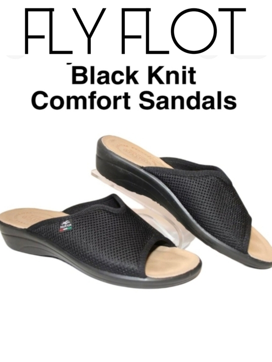 Fly Flot Shoes - Fly Flot Italy Donna 40 9 Black Knit Sandals Slides ◇comfort◇ orthotic